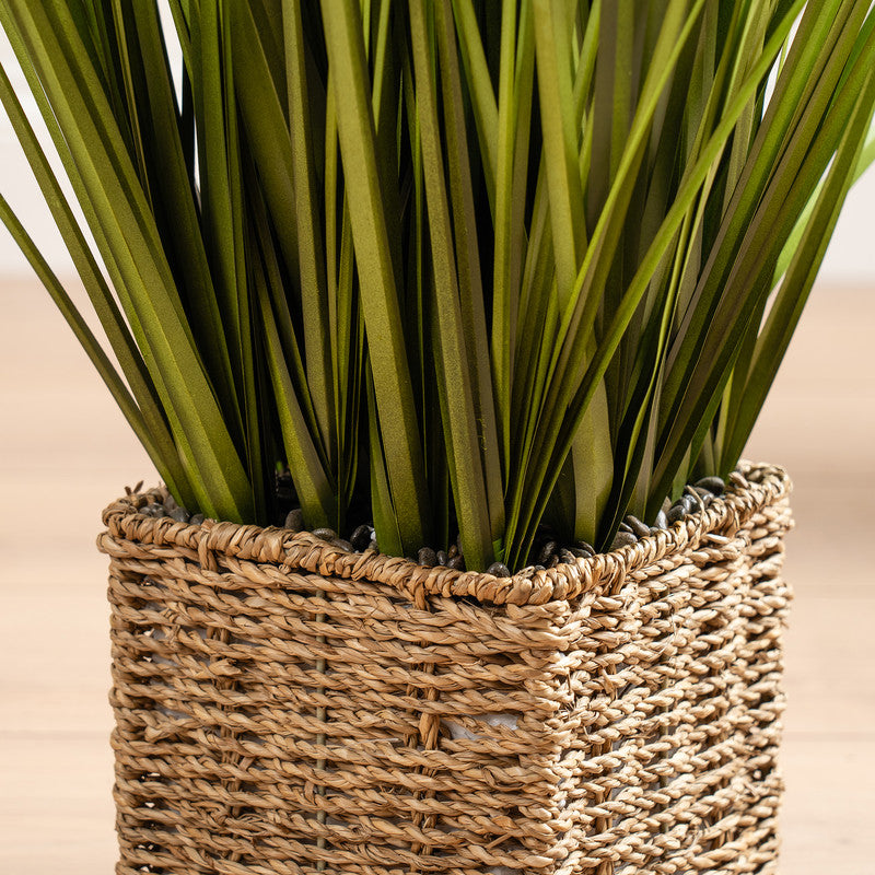 85cm Artificial Grass in Seagrass Square Pot